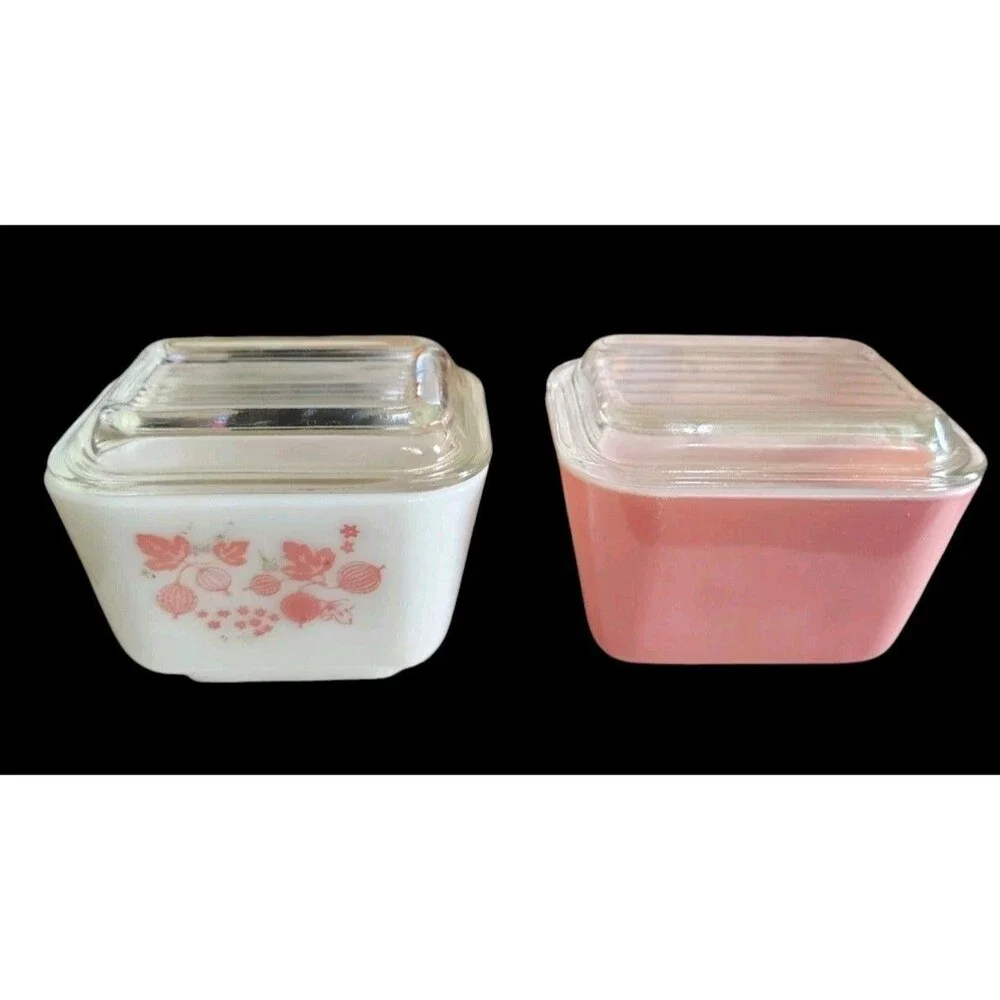 Pyrex Pink Gooseberry & Flamingo 1.5 Cup 501 Refrigerator Dishes Lot Of (2)   55
